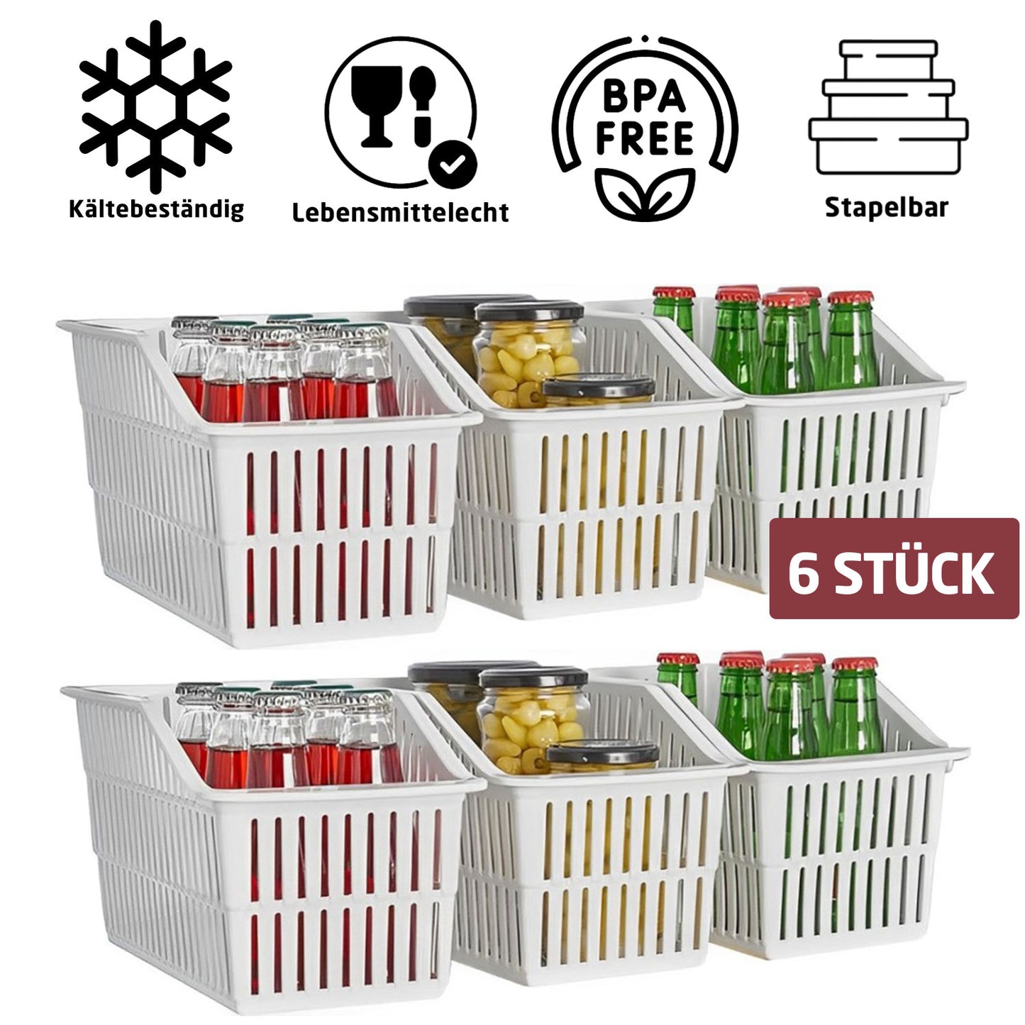 Ablagefächer für Kühlschrank 6x Stück