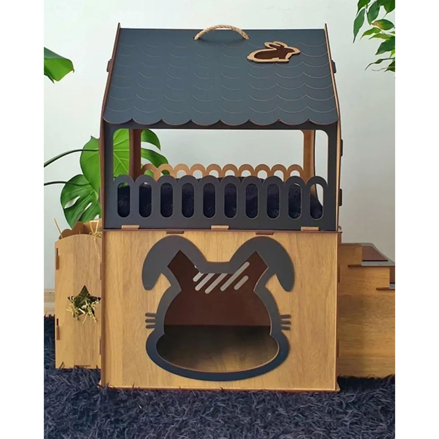 XL Kaninchenhaus mit Futterstation