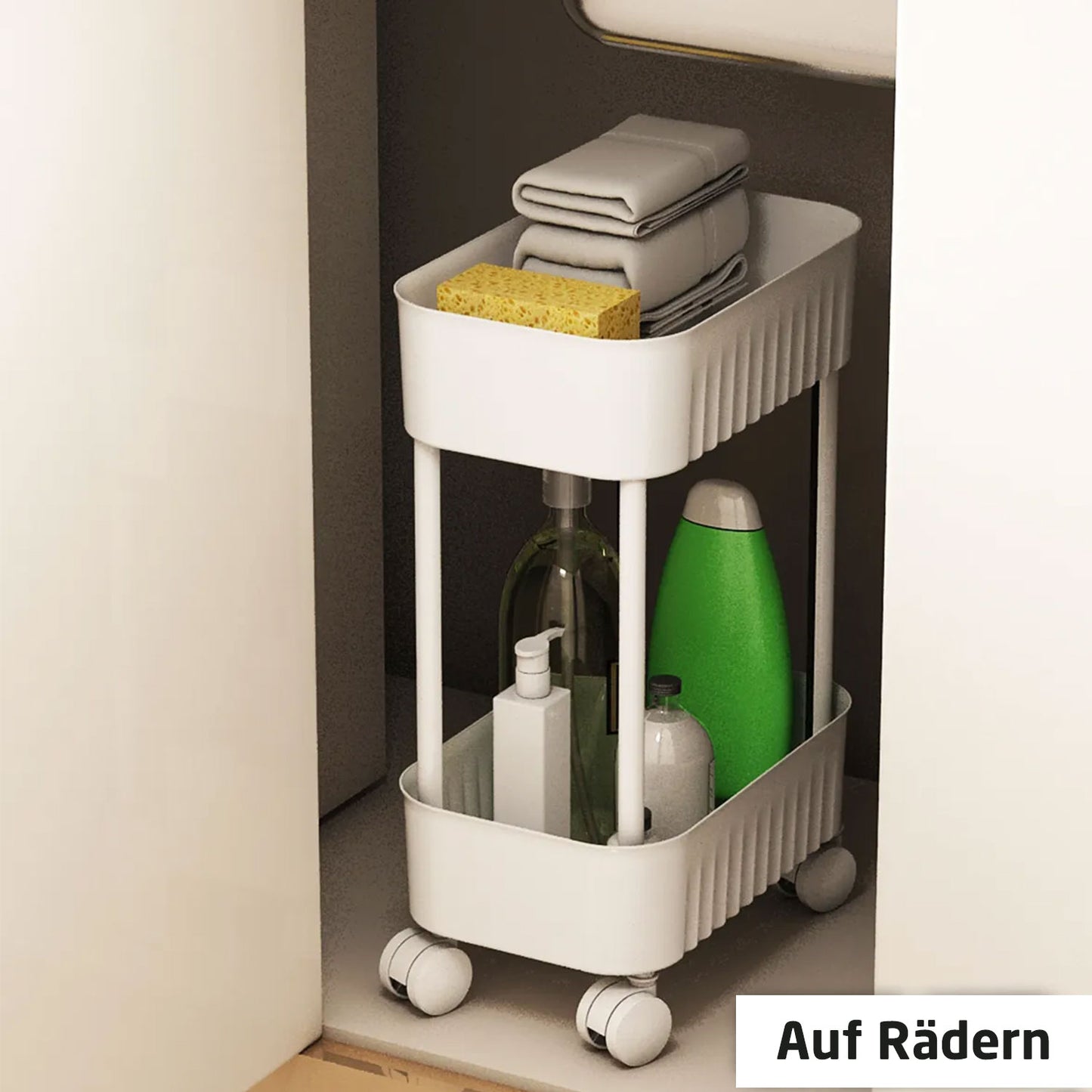 Organizer für Waschbecken-Schrank in Schwarz / Weiß / Grau