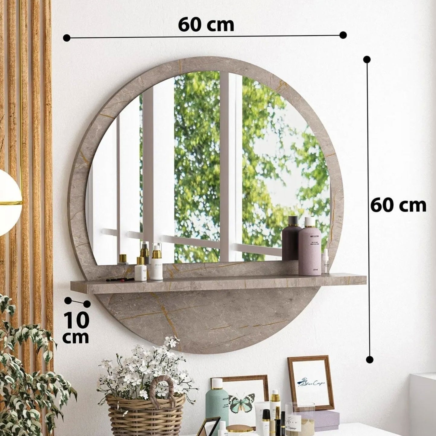 Wandspiegel Holz in 5x Designs 60cm