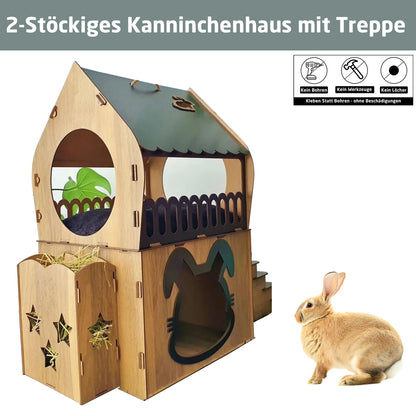 XL Kaninchenhaus mit Futterstation
