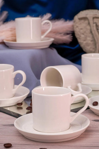 Klassische Espressotassen Set Cremeweiß 6 Personen