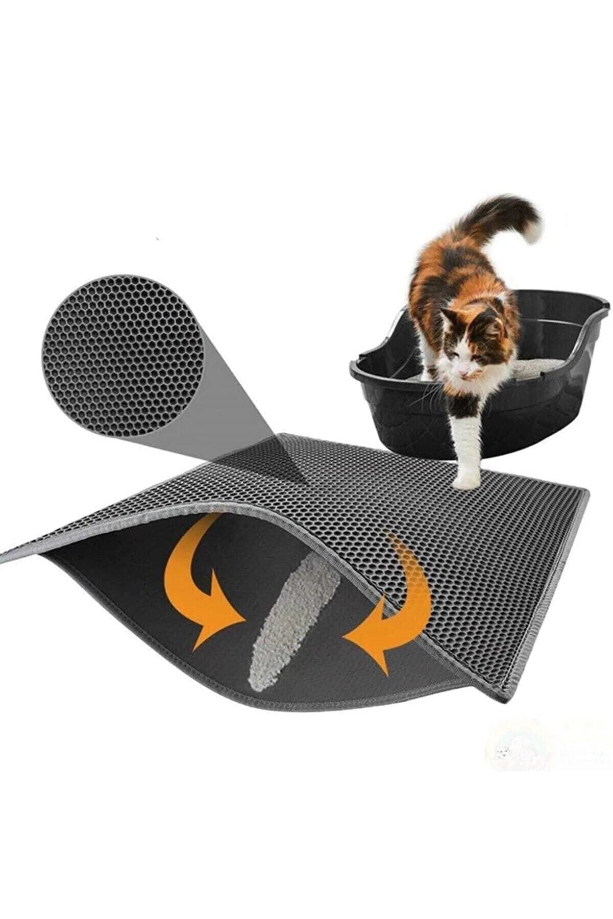 Katzenmatte für Katzenstreu Katzenteppich für Katzenklo 60x40 cm Grau