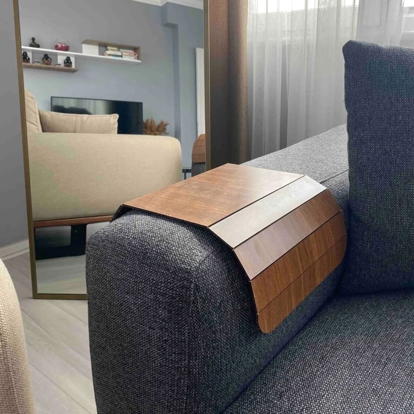 Sofa-Tablett geeignet als Beistelltisch / Couch Ablage in 2x Größen Braun