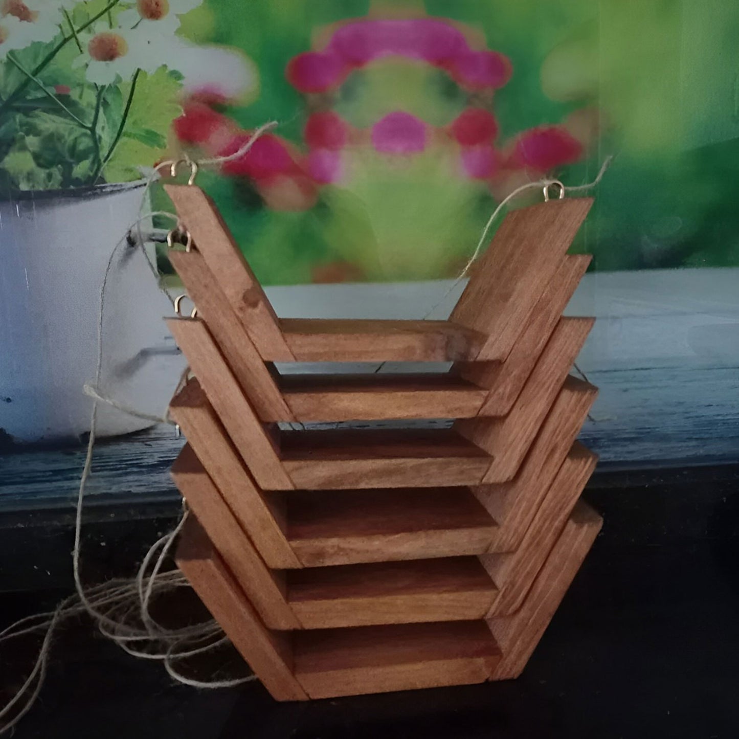 3-Teiliges Wandregal für Dekoration Holz&Seil