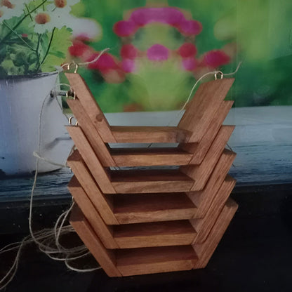 3-Teiliges Wandregal für Dekoration Holz&Seil