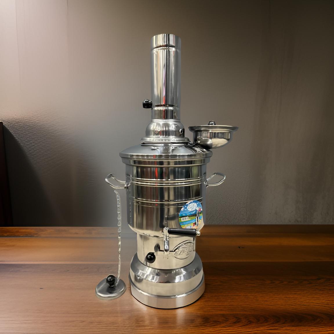 Qualitativer holzkohle Samowar / Teekocher aus Metall 3,5 Liter