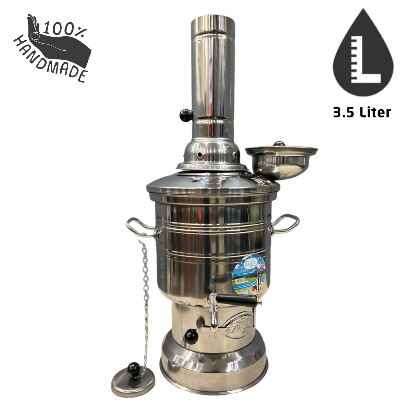 Qualitativer holzkohle Samowar / Teekocher aus Metall 3,5 Liter