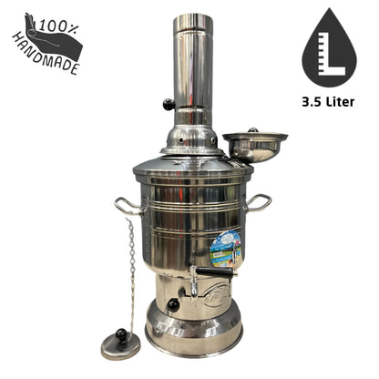 Qualitativer holzkohle Samowar / Teekocher aus Metall 3,5 Liter