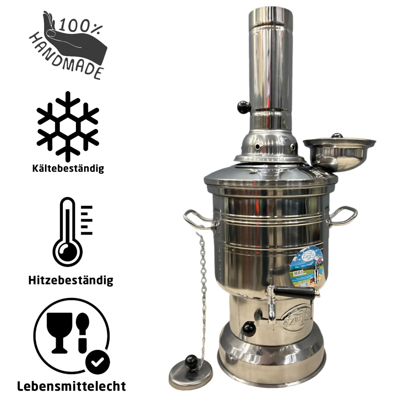 Qualitativer holzkohle Samowar / Teekocher aus Metall 3,5 Liter