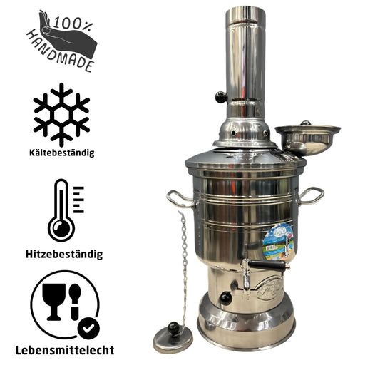 Qualitativer holzkohle Samowar / Teekocher aus Metall 3,5 Liter