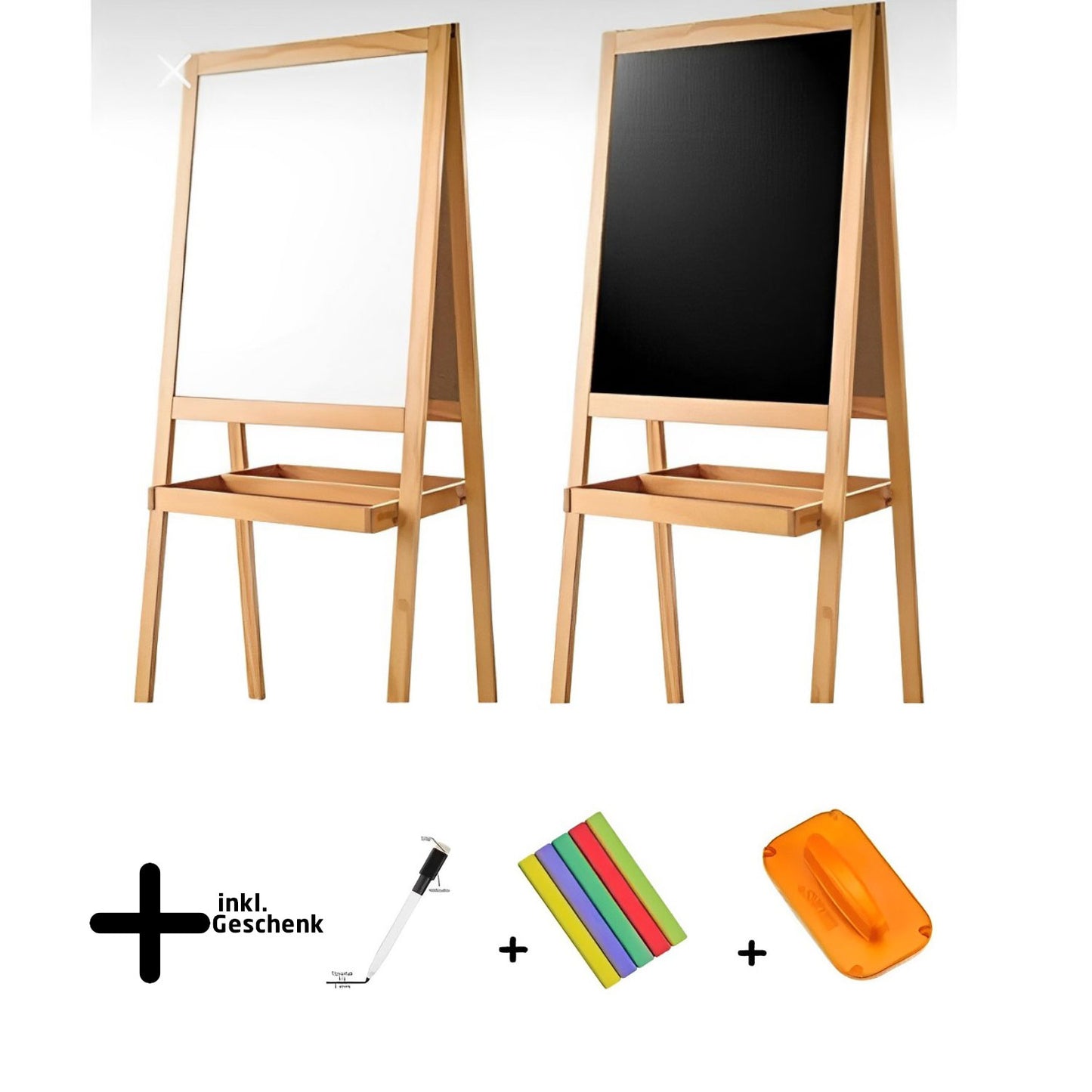 Tafel für Kinder zum Zeichnen aus Holz / Beidseitig nutzbar