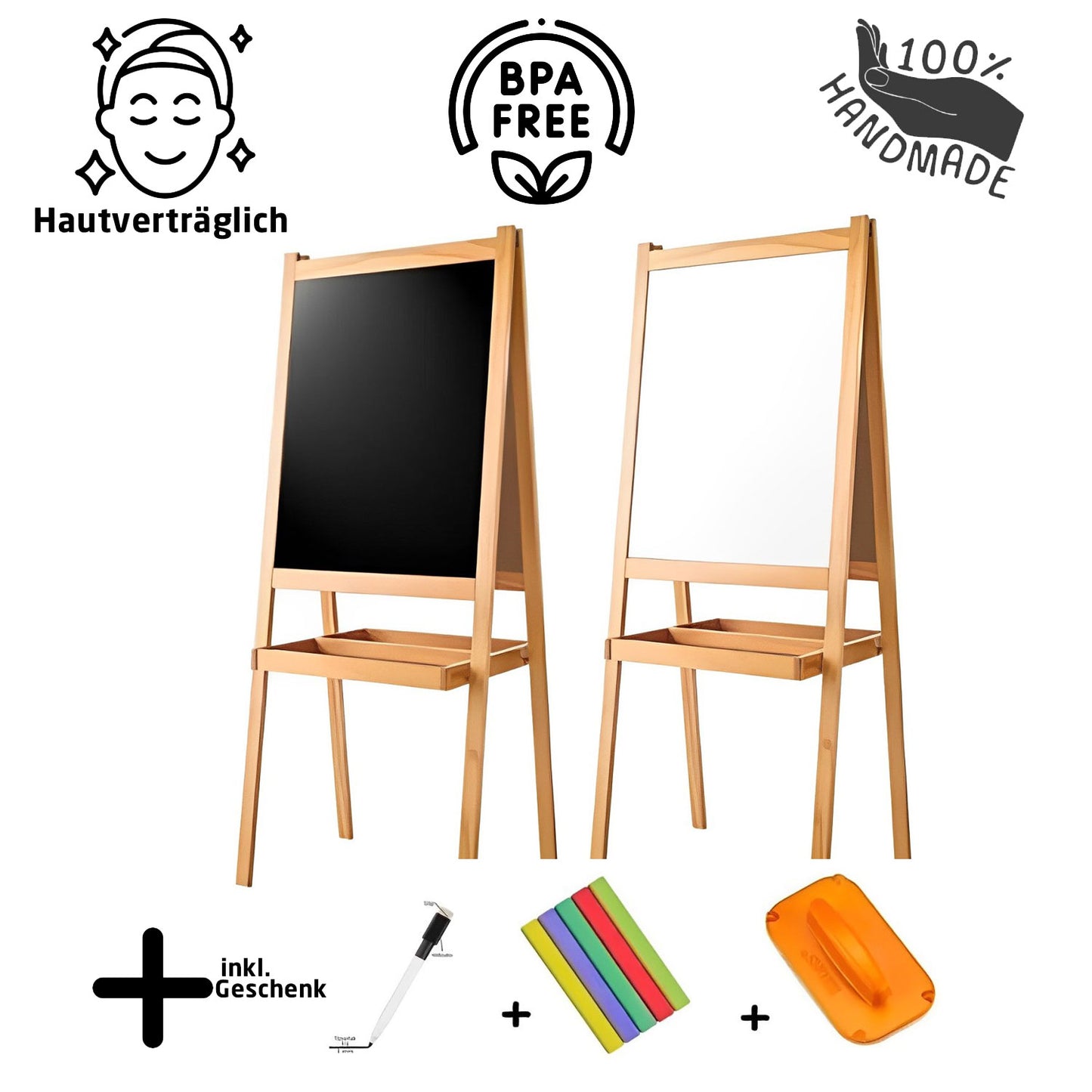 Tafel für Kinder zum Zeichnen aus Holz / Beidseitig nutzbar