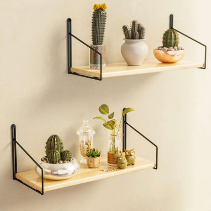 Wandregal 40cm Holz in Gold & Schwarz 2'er Set
