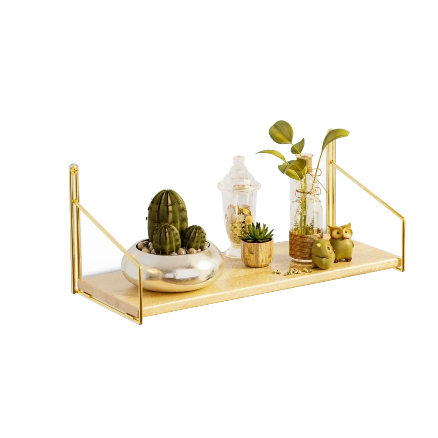 Wandregal 40cm Holz in Gold & Schwarz 2'er Set