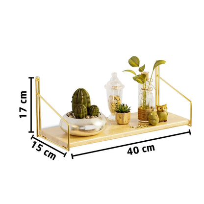 Wandregal 40cm Holz in Gold & Schwarz 2'er Set
