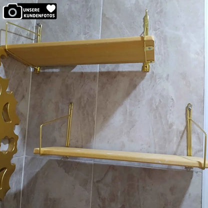 Wandregal 40cm Holz in Gold & Schwarz 2'er Set