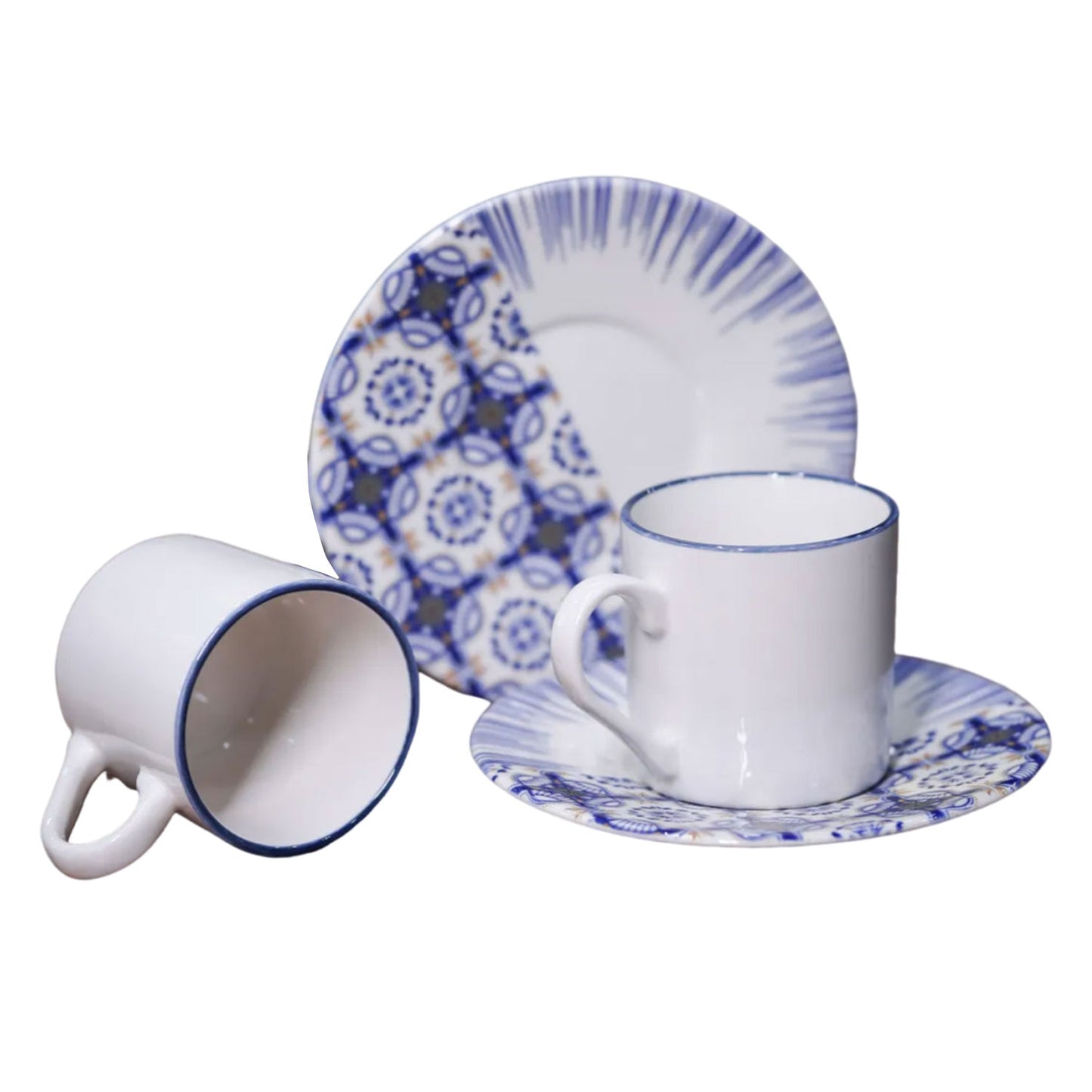 Exklusive Espressotassen Set 4-Teilig Mosaik für 2 Personen
