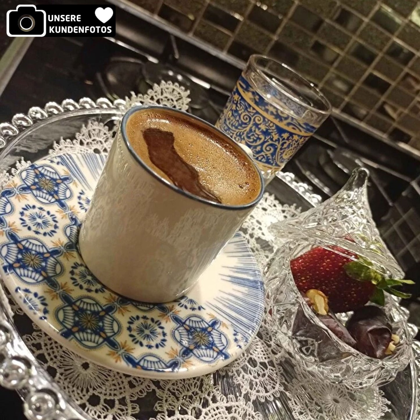 Exklusive Espressotassen Set 4-Teilig Mosaik für 2 Personen