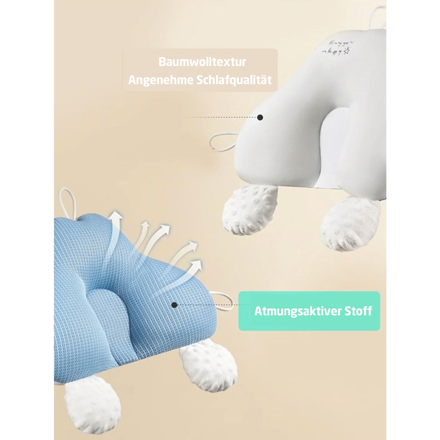Babykissen aus 100%Baumwolle 35x45cm Nackenstütze Plattkissen