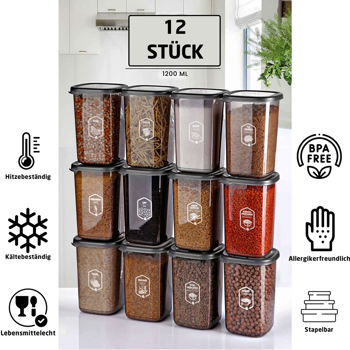 Gewürzdosen Set 12-Teilig 1200ml