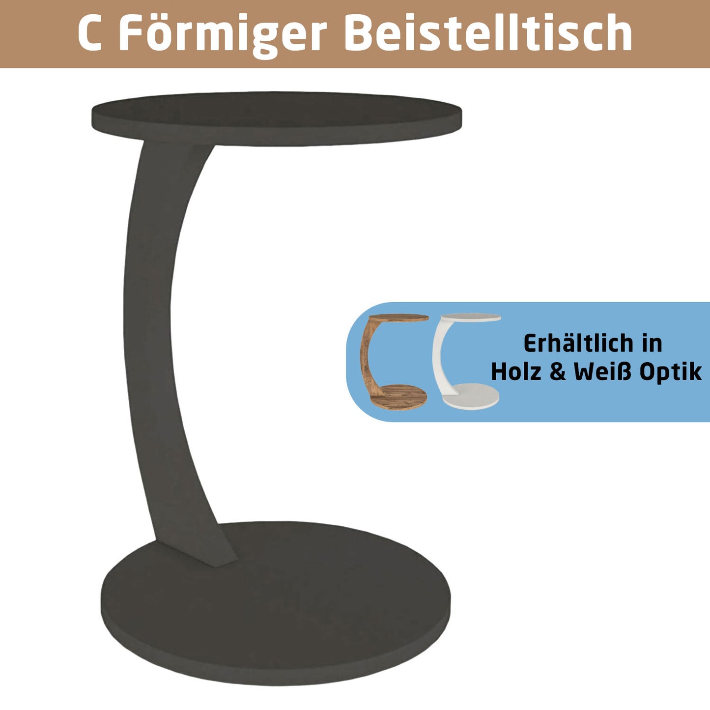 Beistelltisch mit Rollen in 3x Farben