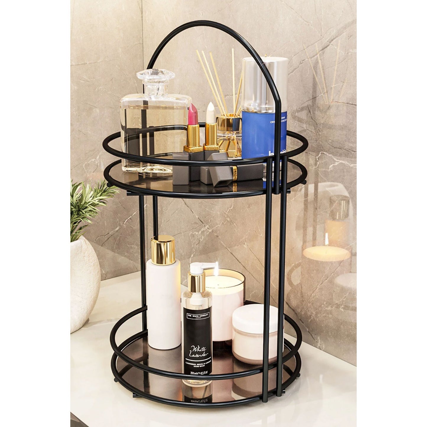 Badezimmer Organzier 2-Etagen in Schwarz oder Gold