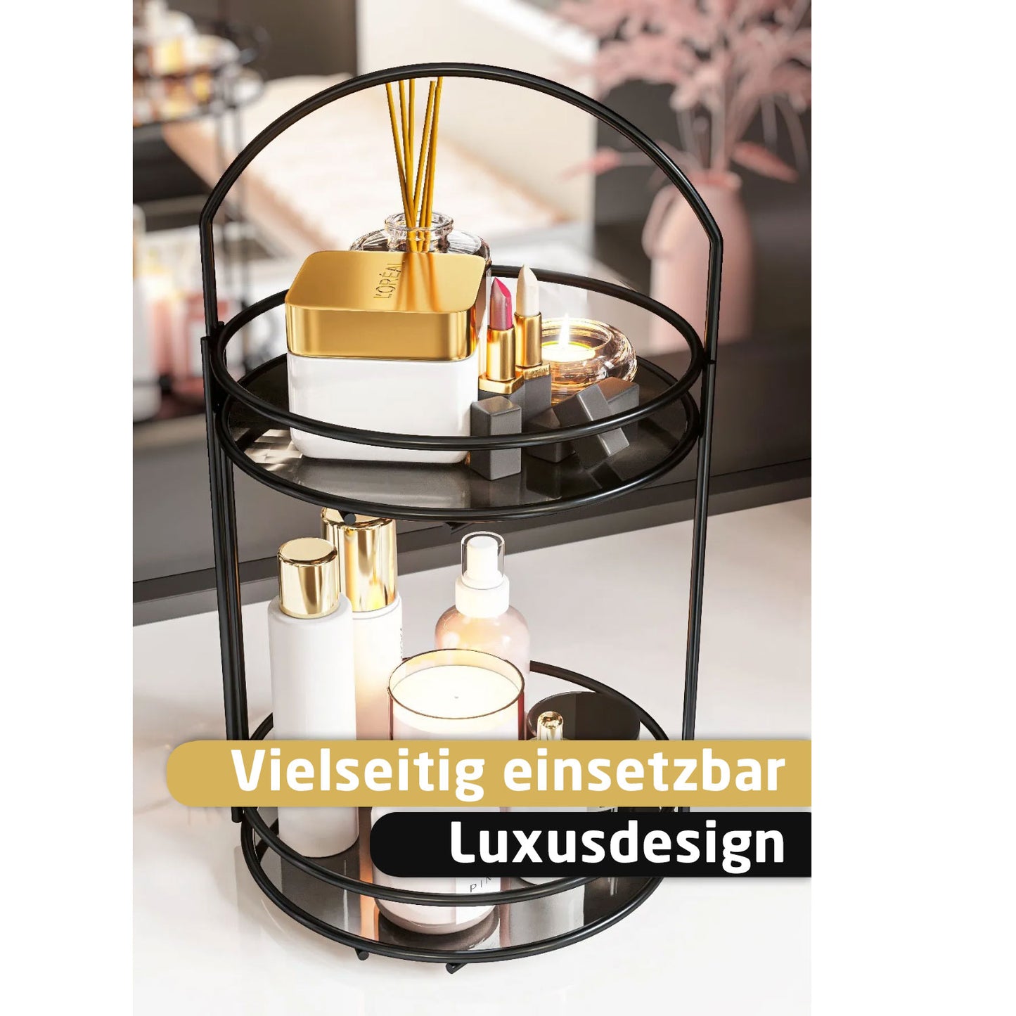 Badezimmer Organzier 2-Etagen in Schwarz oder Gold