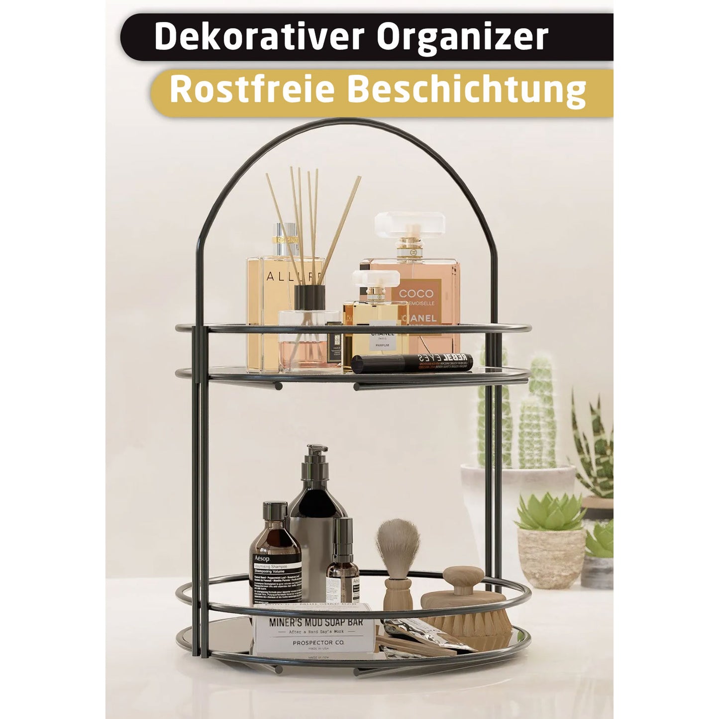 Badezimmer Organzier 2-Etagen in Schwarz oder Gold