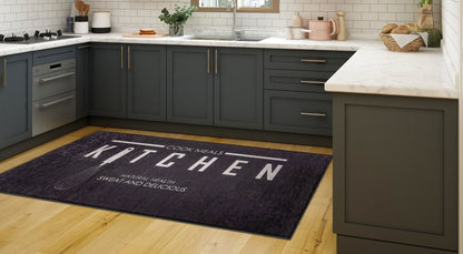 Küchenteppich Kitchen Cook Meals Schwarz 8x Größen