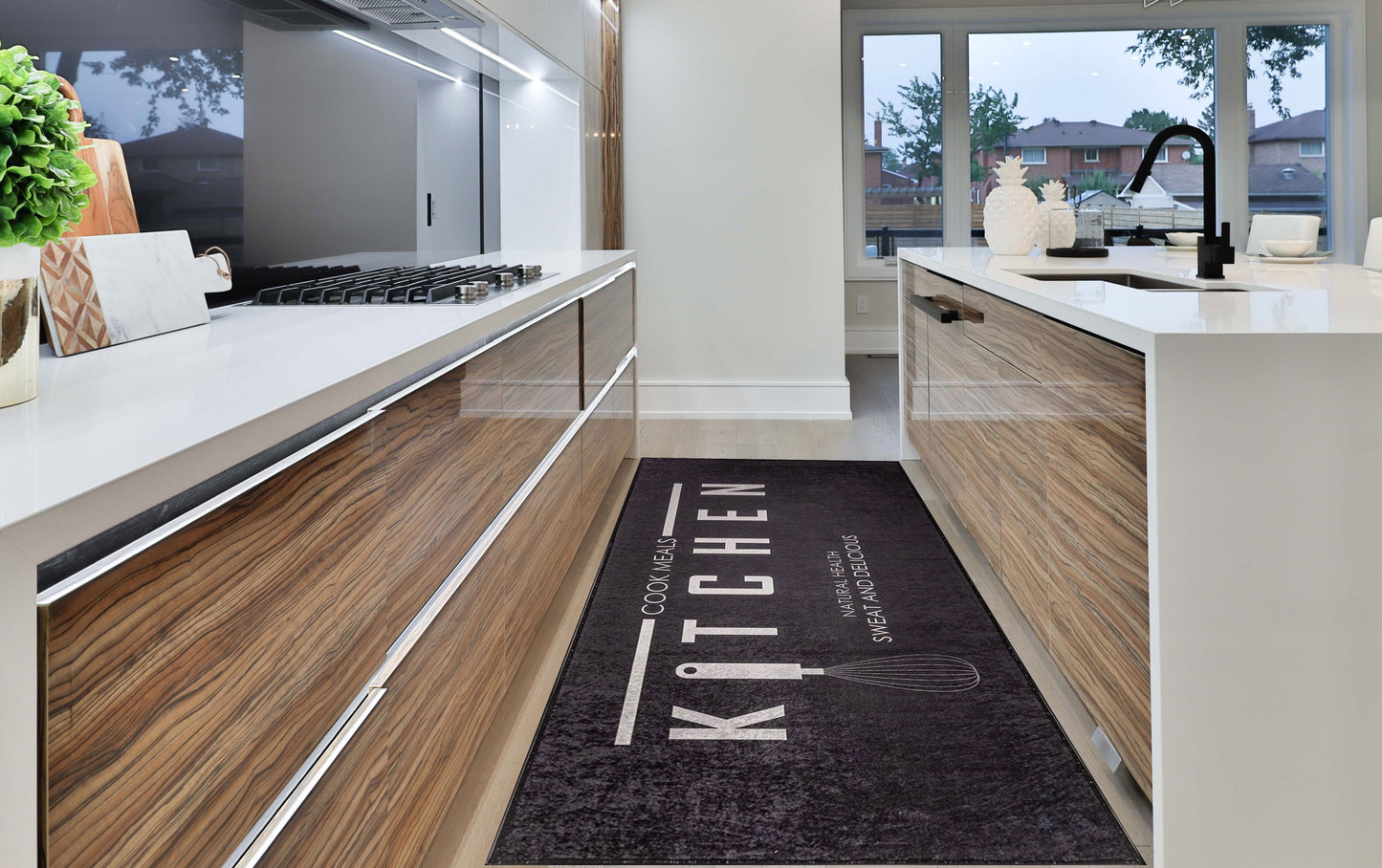 Küchenteppich Kitchen Cook Meals Schwarz 8x Größen