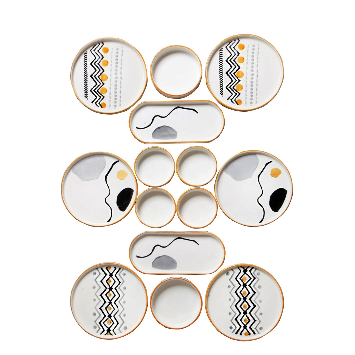 Exklusives Frühstückset 14-Teilig 6 Personen Handmade Skandinavien Yellow
