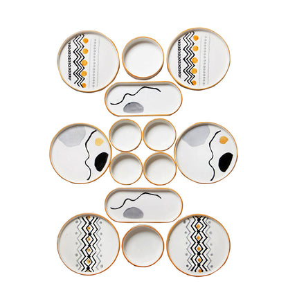Exklusives Frühstückset 14-Teilig 6 Personen Handmade Skandinavien Yellow