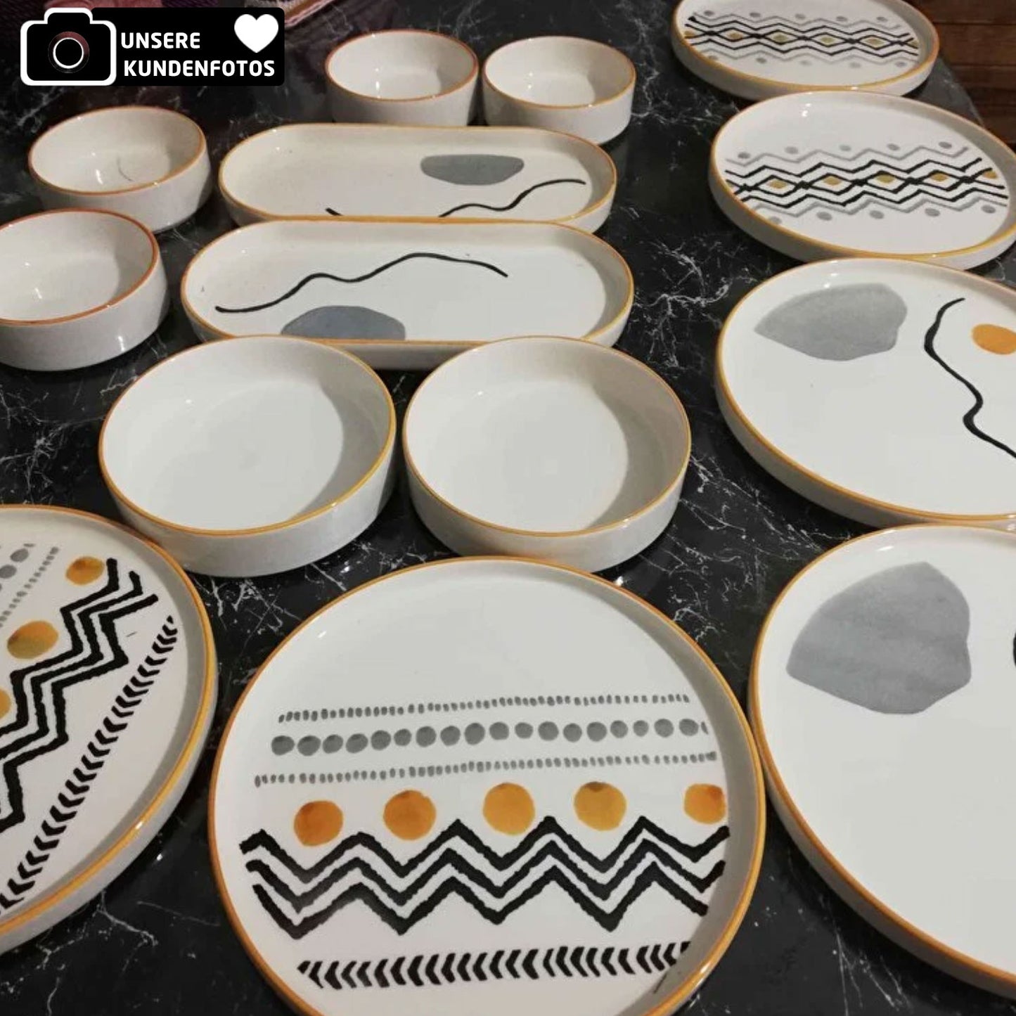 Exklusives Frühstückset 14-Teilig 6 Personen Handmade Skandinavien Yellow