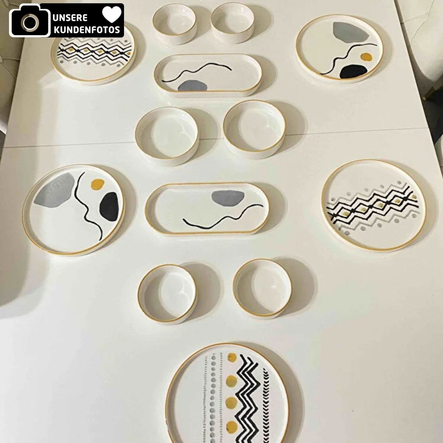 Exklusives Frühstückset 14-Teilig 6 Personen Handmade Skandinavien Yellow