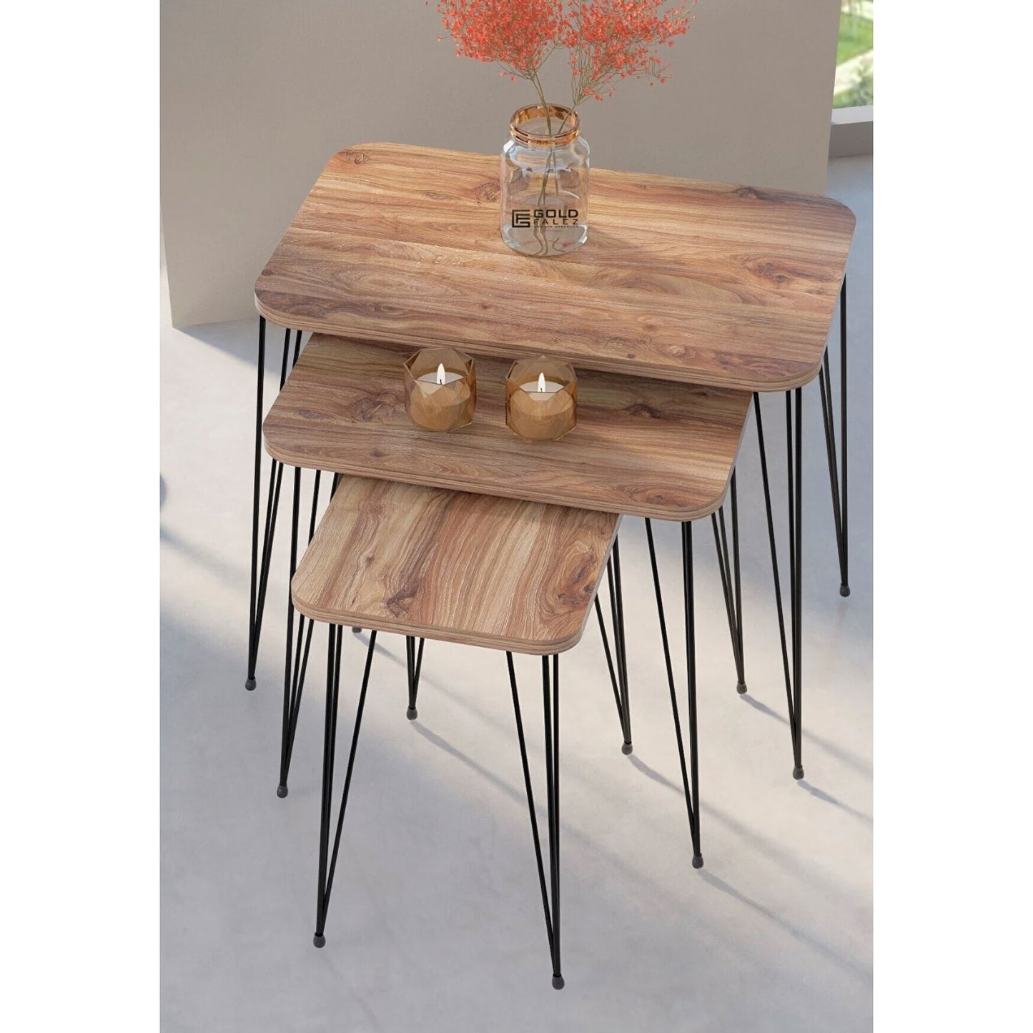 Beistelltisch Set 3x Stück Holzoptik
