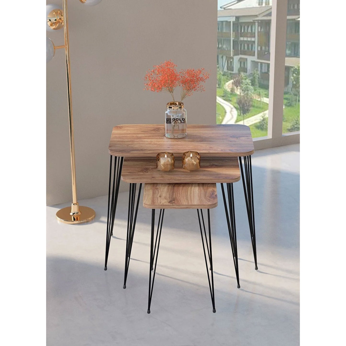 Beistelltisch Set 3x Stück Holzoptik