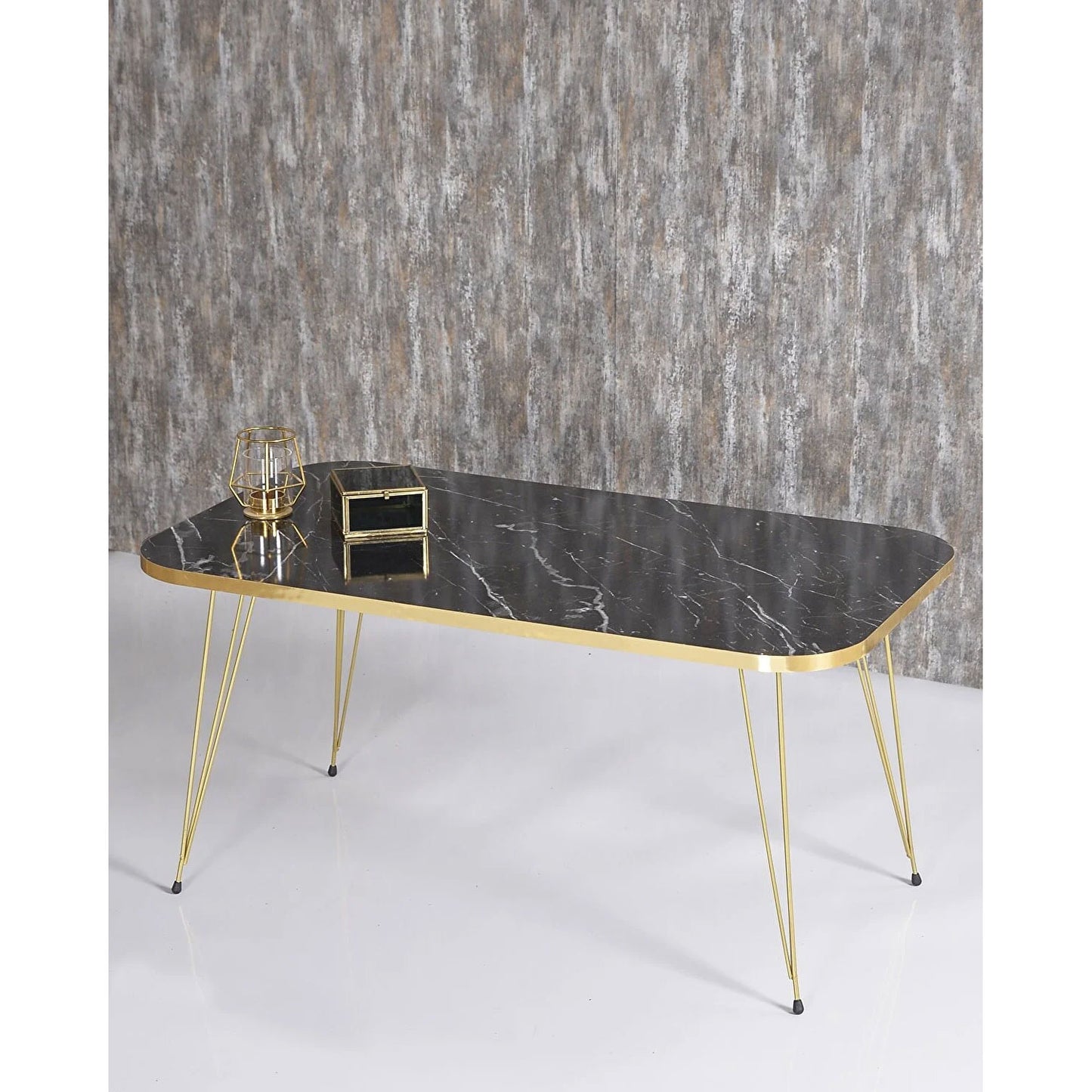Couchtisch Set 4-Teilig Marmor Design in Schwarz & Weiß