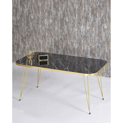 Couchtisch Set 4-Teilig Marmor Design in Schwarz & Weiß