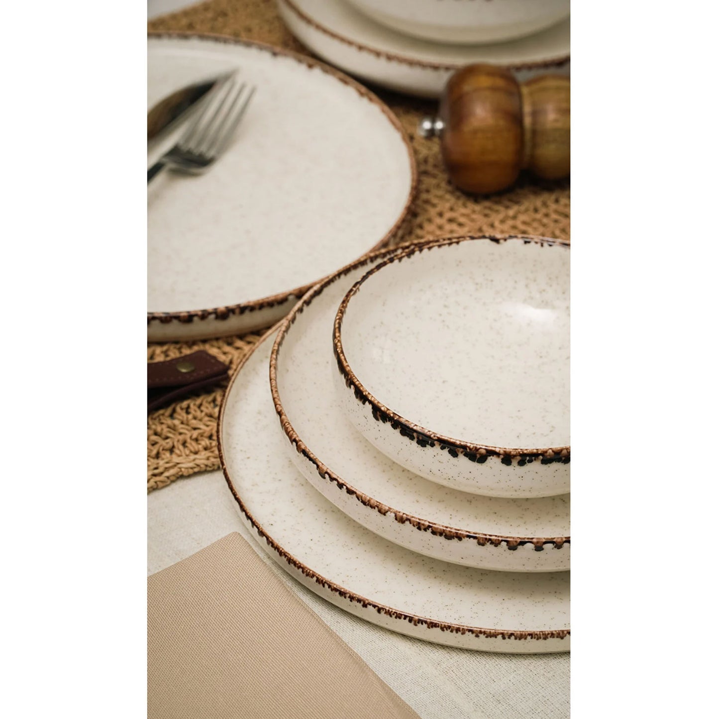 Tafelgeschirr Elfenbein Design 18-Teilig