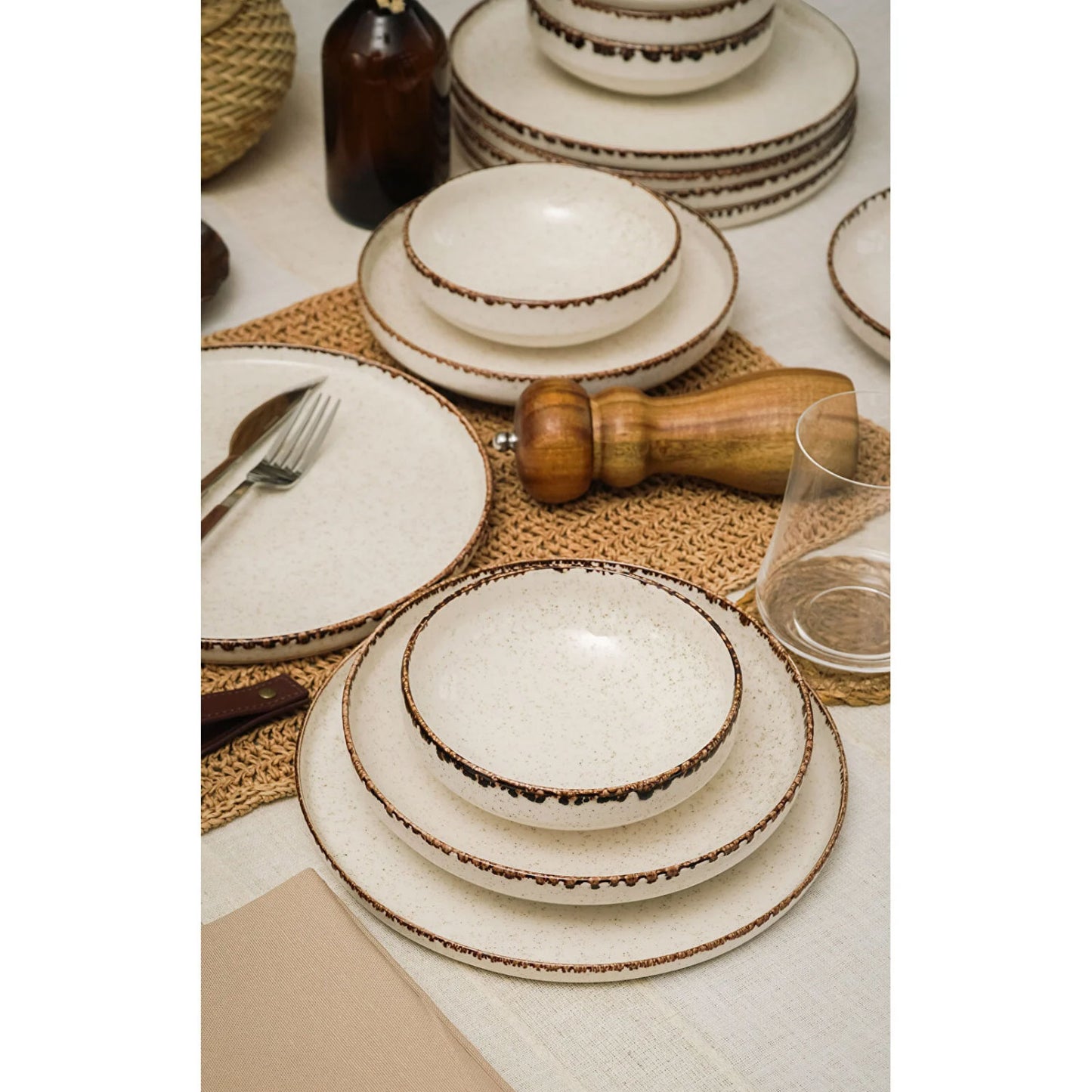 Tafelgeschirr Elfenbein Design 18-Teilig