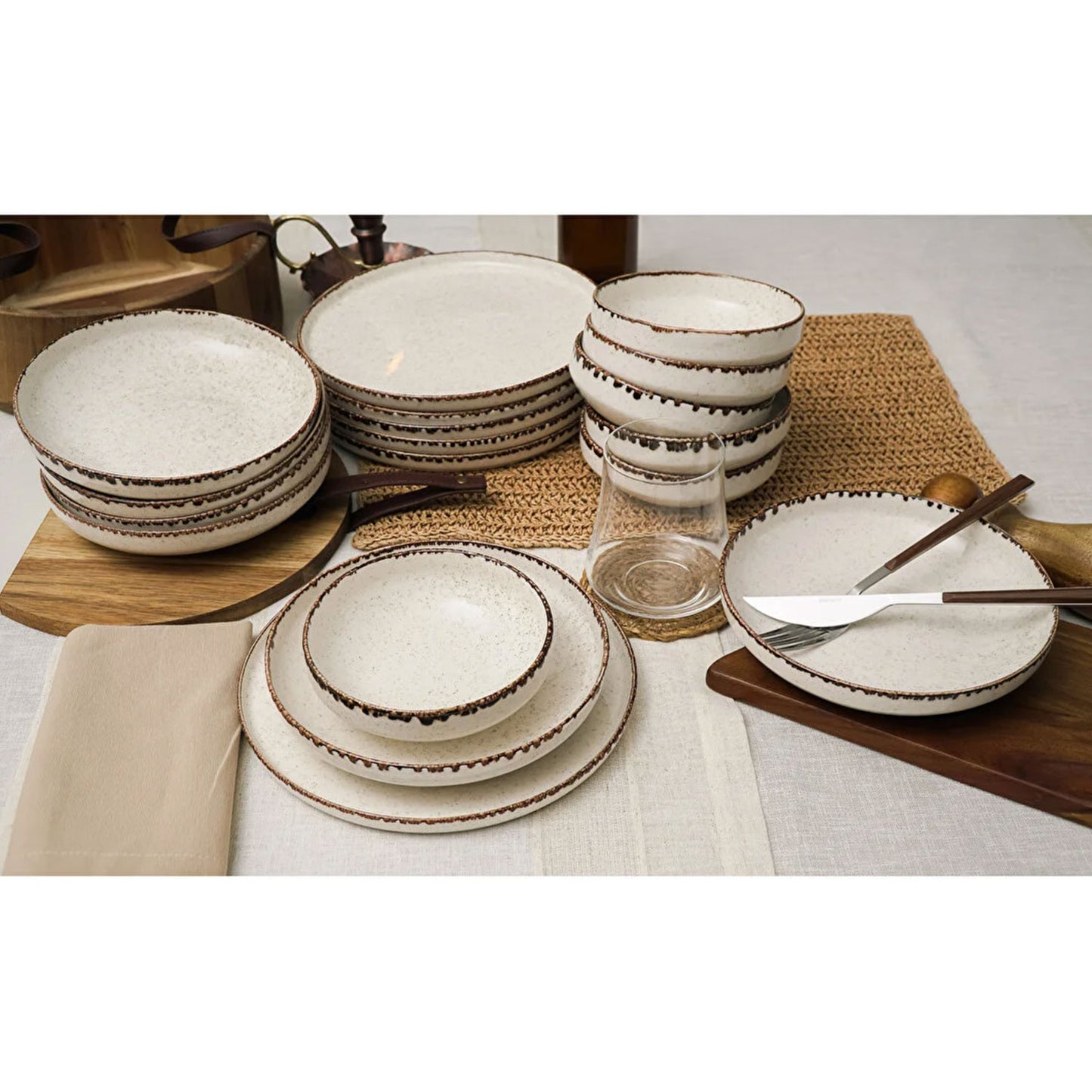 Tafelgeschirr Elfenbein Design 18-Teilig