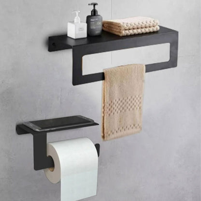 Toilettenpapier- & Handtuchhalterung Schwarz Matt 2'er Set