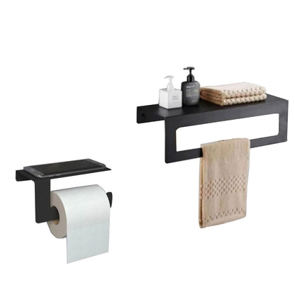 Toilettenpapier- & Handtuchhalterung Schwarz Matt 2'er Set