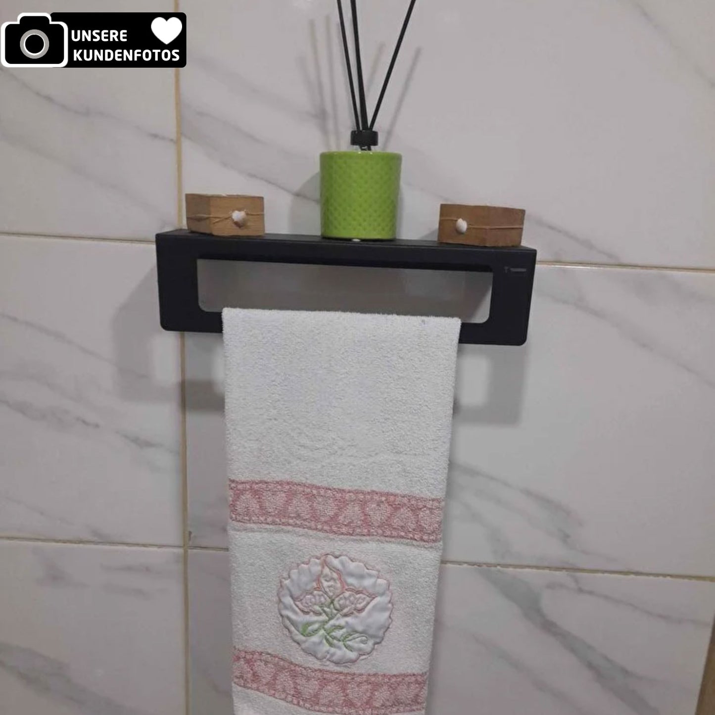 Toilettenpapier- & Handtuchhalterung Schwarz Matt 2'er Set