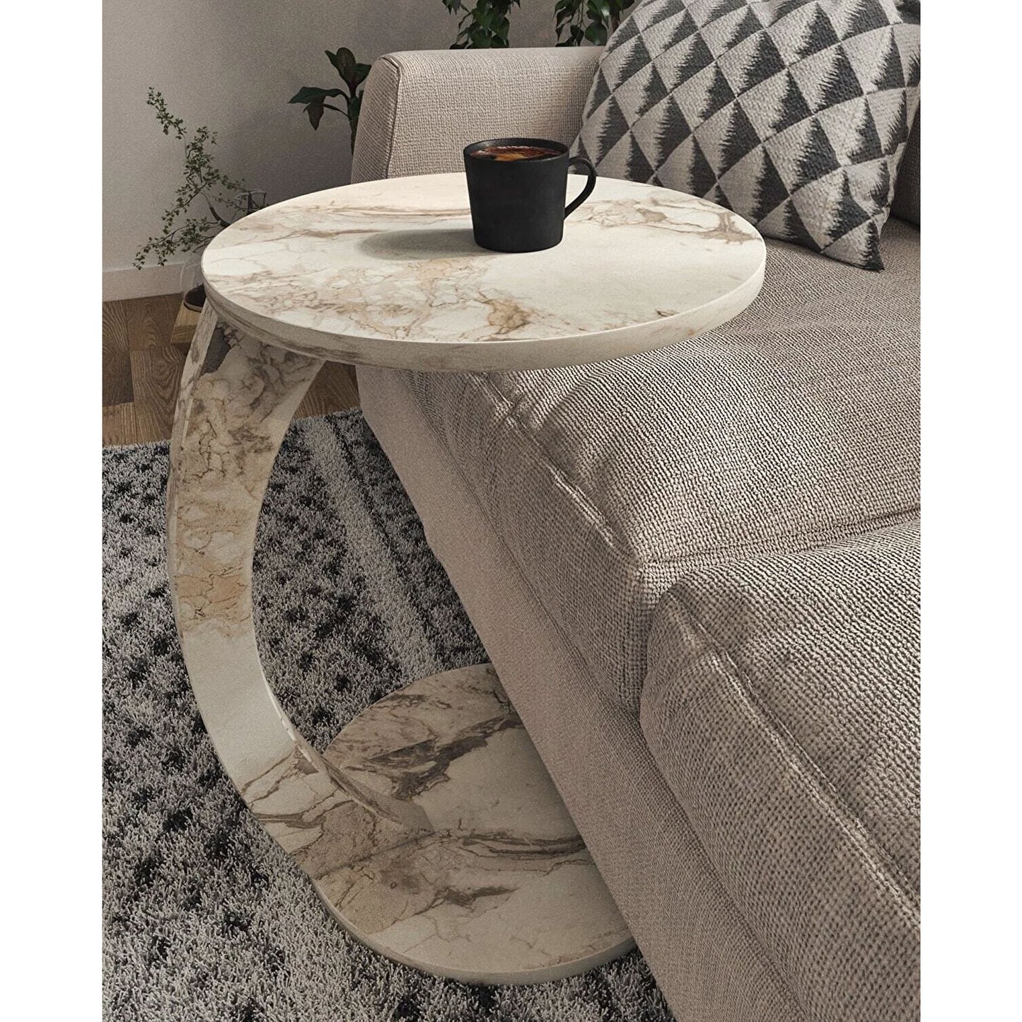 Beistelltisch mit Rollen in 2x Farben Marmor