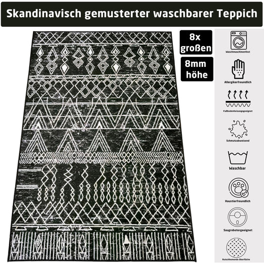 Skandinavischer Teppich Schwarz