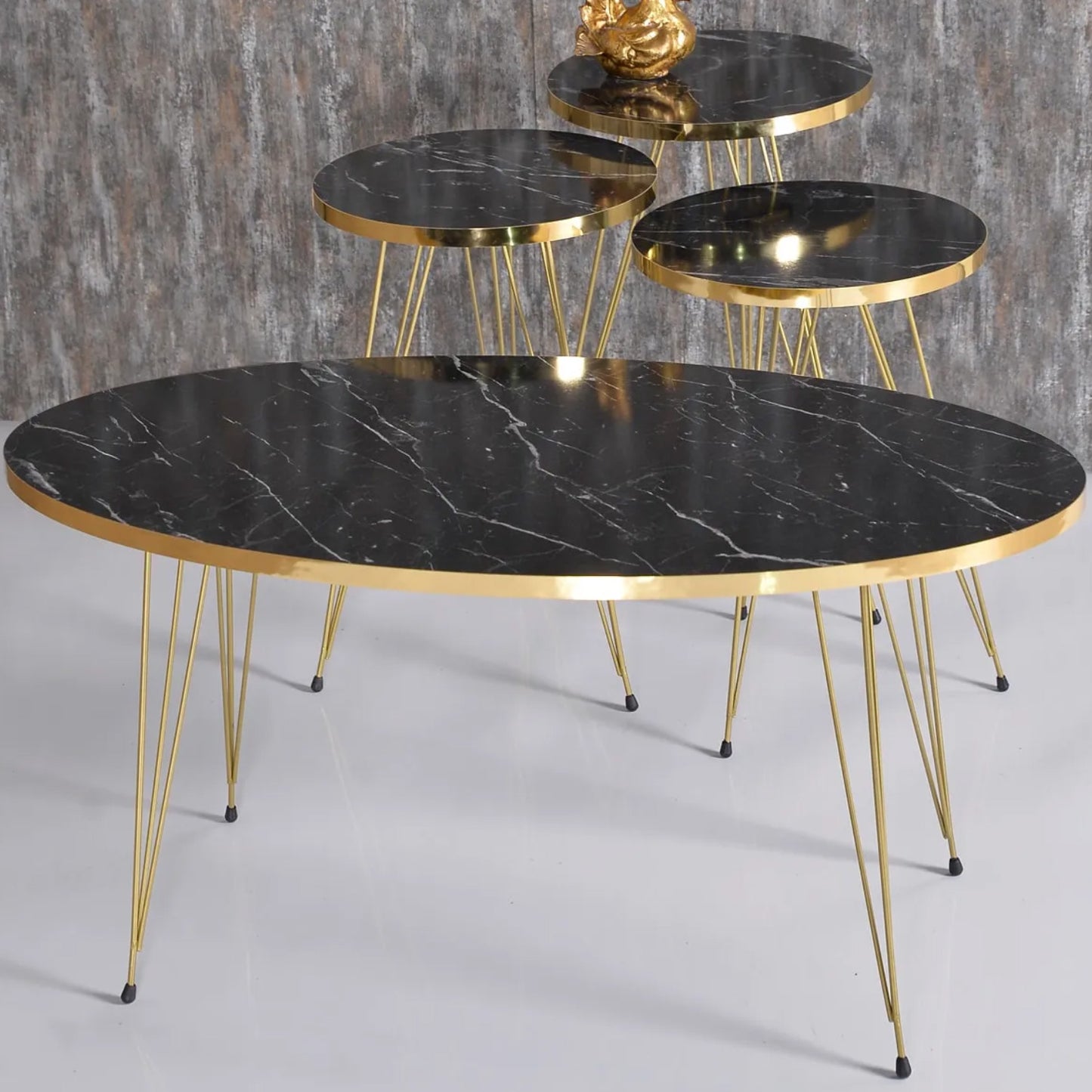 Couchtisch & Beistelltische 4'er Set Oval 4x Farben