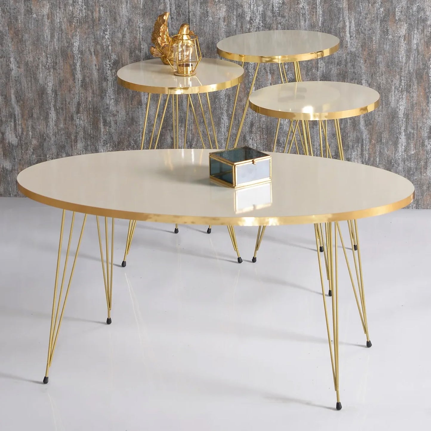 Couchtisch & Beistelltische 4'er Set Oval 4x Farben