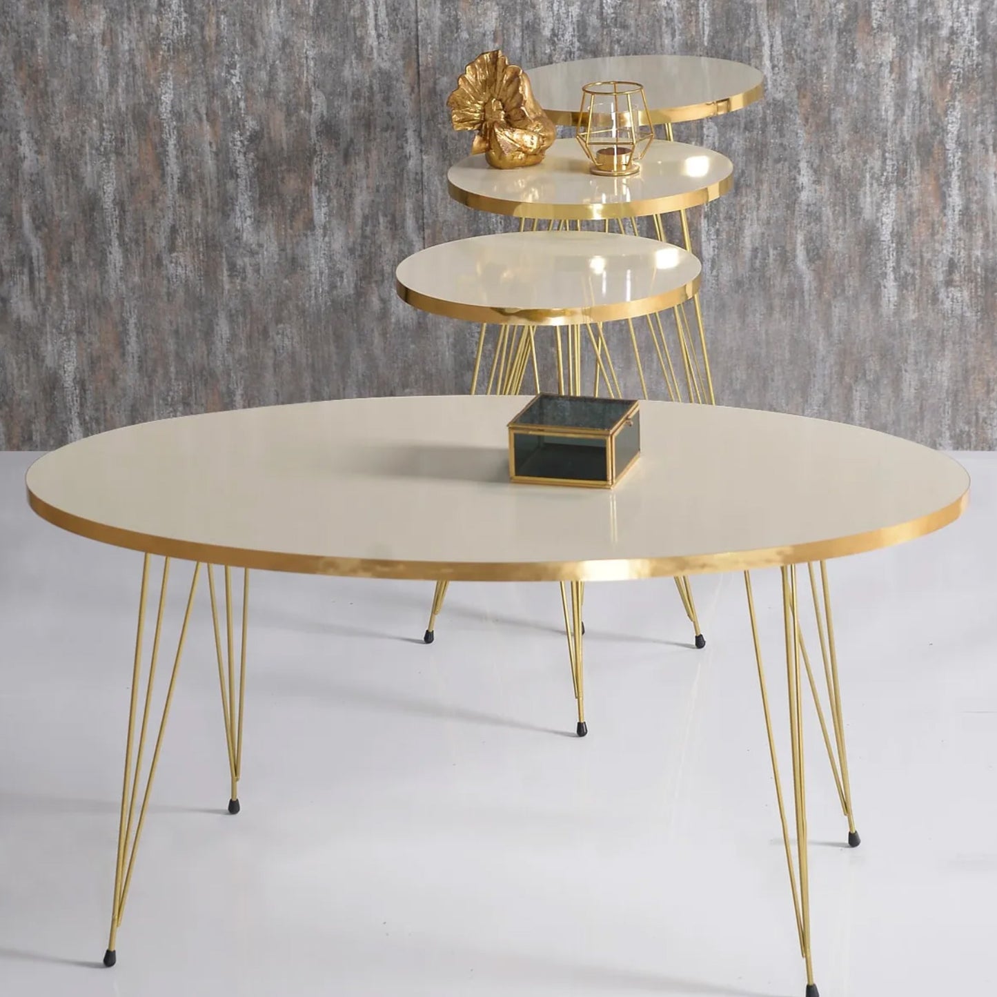 Couchtisch & Beistelltische 4'er Set Oval 4x Farben